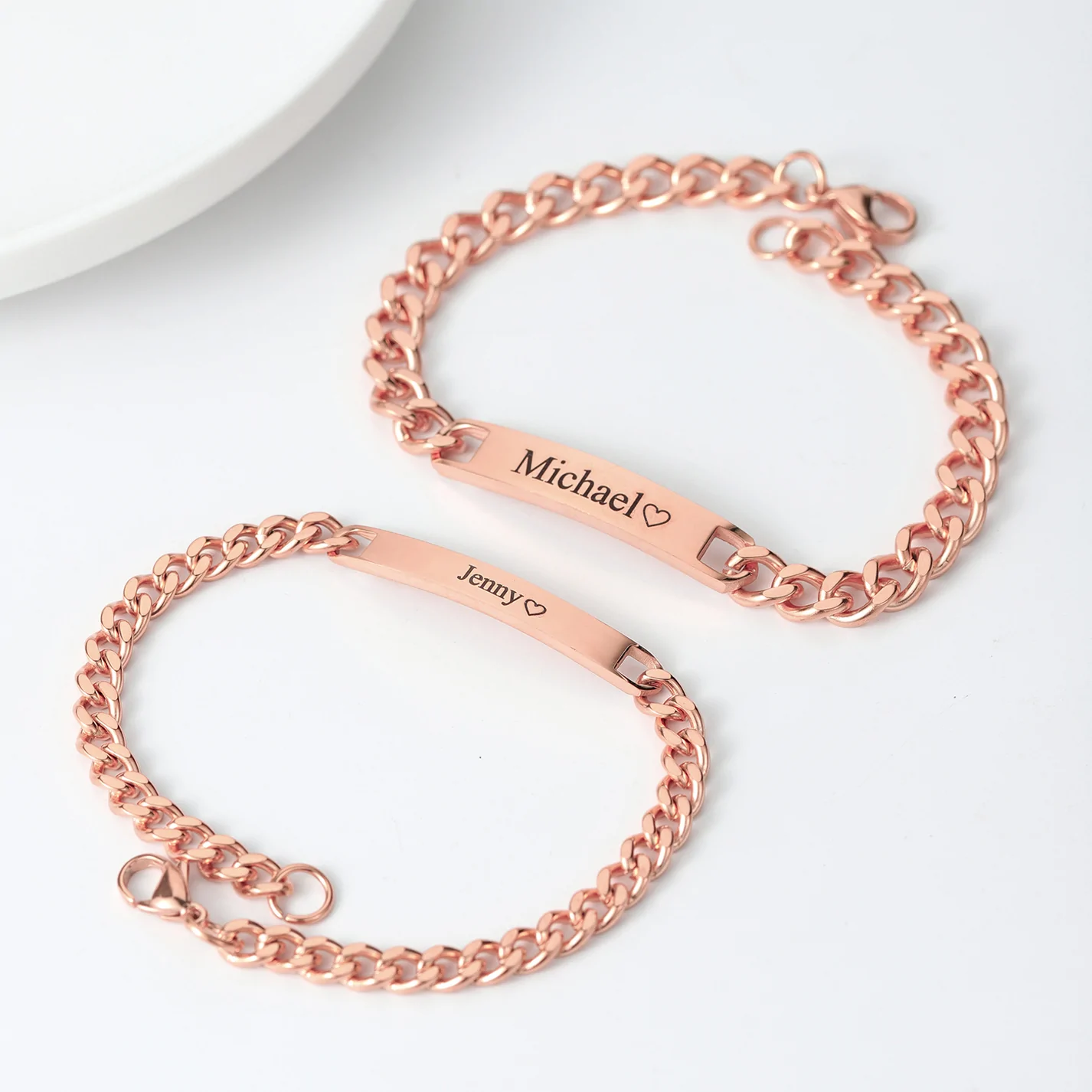 Couples Engraved Bracelet Set